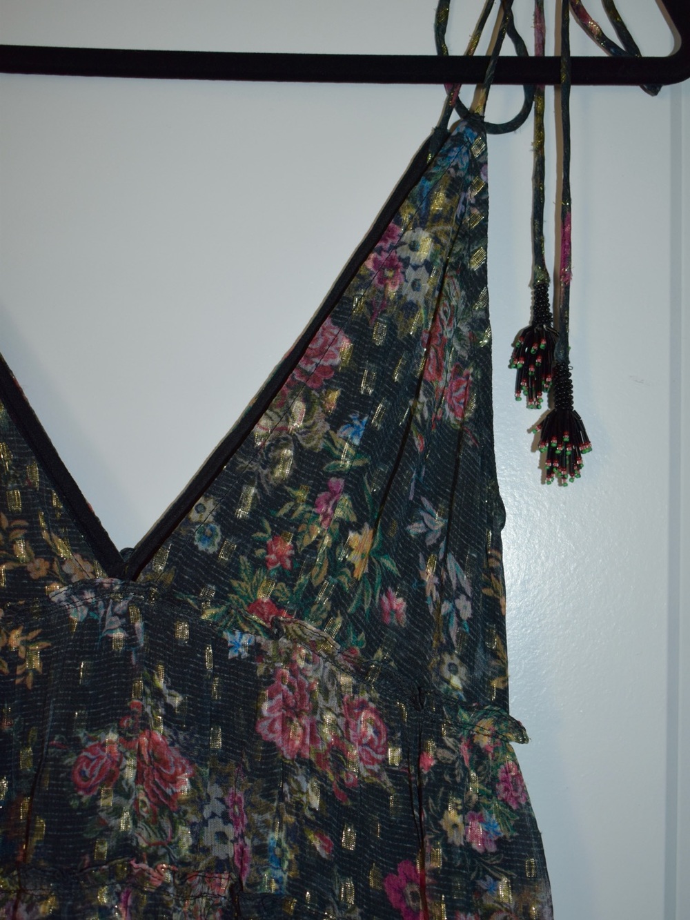 Floral, Flirty and Flowy Rococo Sand Jane Tier Mini Dress in Black size XS - Picture 5 of 7